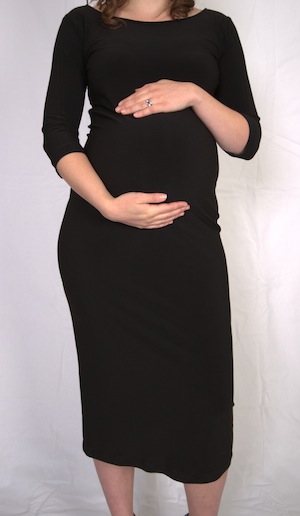 Boatneck Maternity Dress Black Frontclose 007-08A